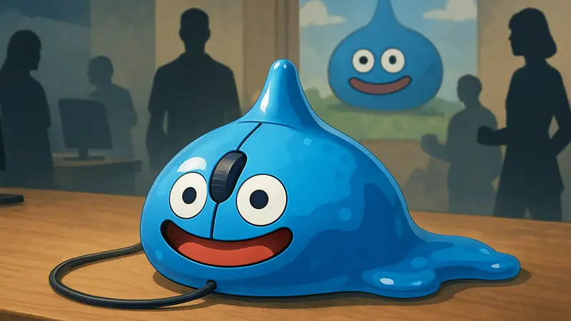 Компьютерная мышь в форме персонажа Bubble Slime из игры Dragon Quest, синего цвета.