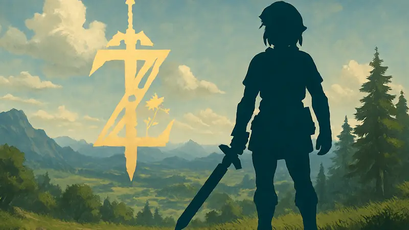 Арт-изображение Линка из The Legend of Zelda на фоне логотипа серии, анонс новинок 2026 года