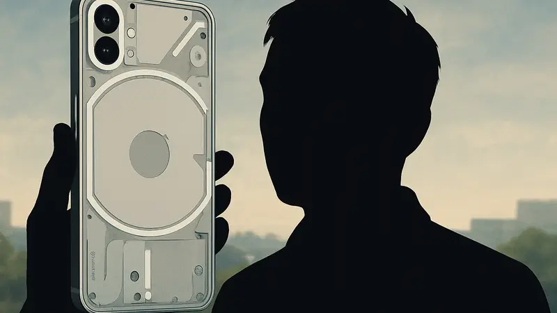 Портрет Карла Пея, CEO компании Nothing, на фоне смартфона