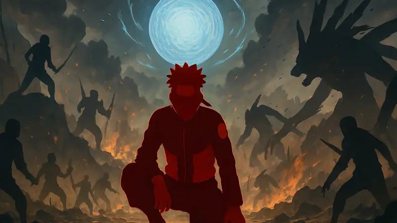 Наруто Узумаки в одном из эпических сражений, где он чудом выжил