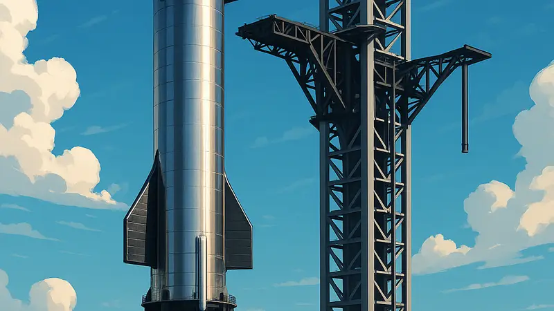 Космический корабль Starship на стартовой площадке SpaceX, демонстрирующий амбиции по удешевлению космоса в 100 раз