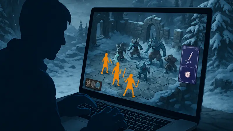 Игровой процесс ПК-версии Frosthaven с тактическим боем и элементами настольной игры