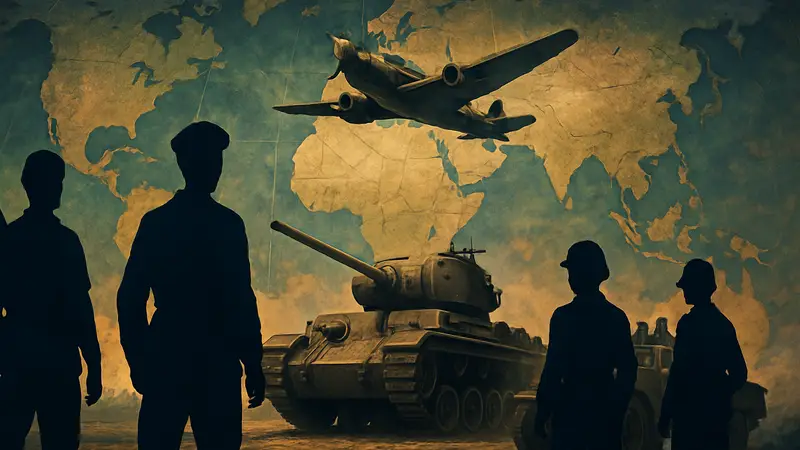 Обложка Hearts of Iron 4 Thunder at our Gates с военной техникой и картой мира