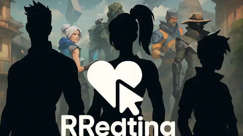 Логотип сайта RRedating на фоне персонажей Valorant, предлагающего знакомства для геймеров.
