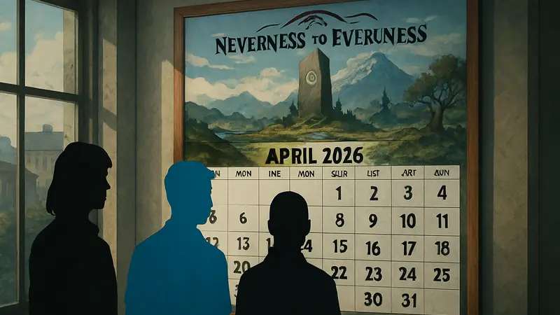 Календарь событий Neverness to Everness с датами на апрель 2026 года.