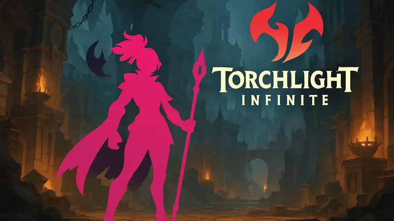 Арт новой героини Torchlight: Infinite из 13 сезона с логотипом игры.