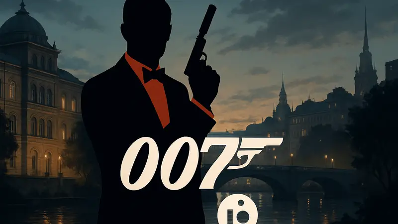 Логотип игры 007: First Light с изображением Джеймса Бонда и символики IO Interactive