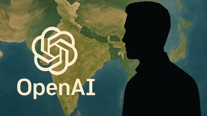 Логотип OpenAI на фоне карты Индии или изображение руководителя