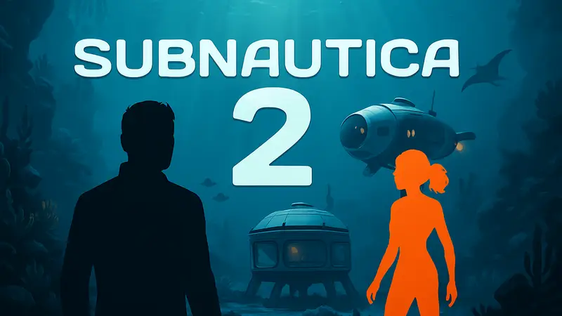 Логотип Subnautica 2 на фоне подводного мира, символизирующий уход издателя Krafton и самоиздание Unknown Worlds.