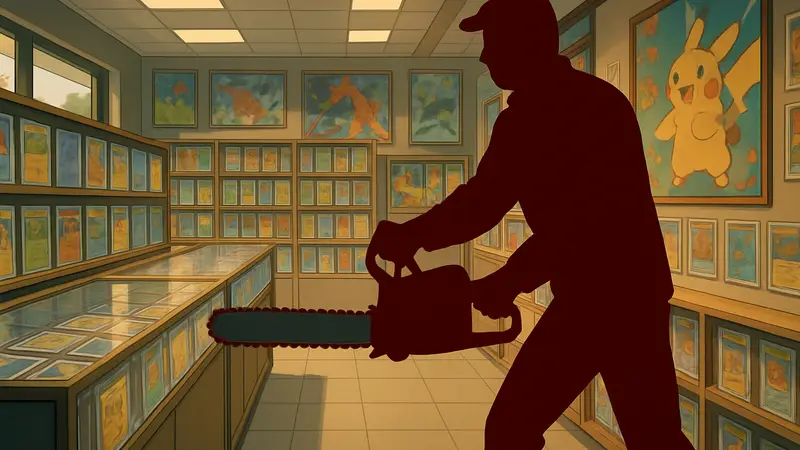 Мужчина с бензопилой грабит магазин, полный коллекционных карт Pokémon во Флориде