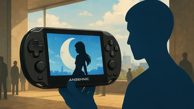 Портативная игровая консоль Anbernic RG Vita с дизайном, напоминающим PlayStation Vita.