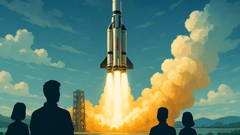 Ракета Kerbal Space Program взлетает, демонстрируя высокий онлайн в Steam.