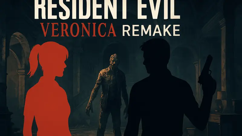 Логотип Resident Evil Veronica Remake, персонажи игры, зомби, хоррор игры Capcom