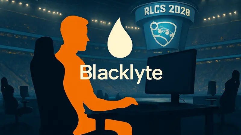 Логотип Blacklyte на фоне арены RLCS 2026: Boston Major с игровыми креслами