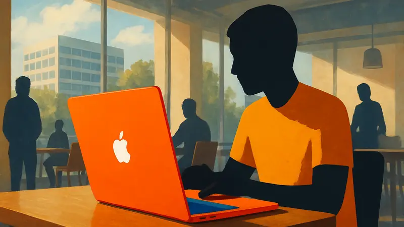 Концепт Apple MacBook Neo в ярких цветах, символизирующий доступный ноутбук.