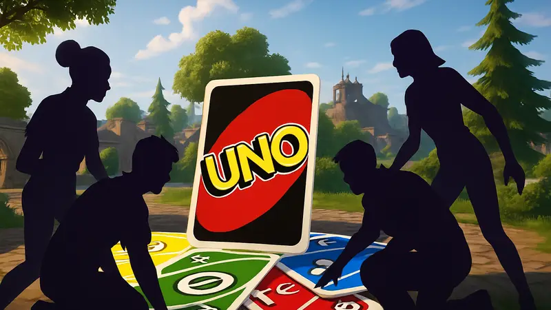 Игроки в UNO Royale на официальном творческом острове Fortnite, карта UNO