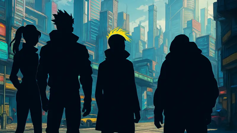 Кадр из аниме Cyberpunk: Edgerunners Season 2 с новыми персонажами в Найт-Сити