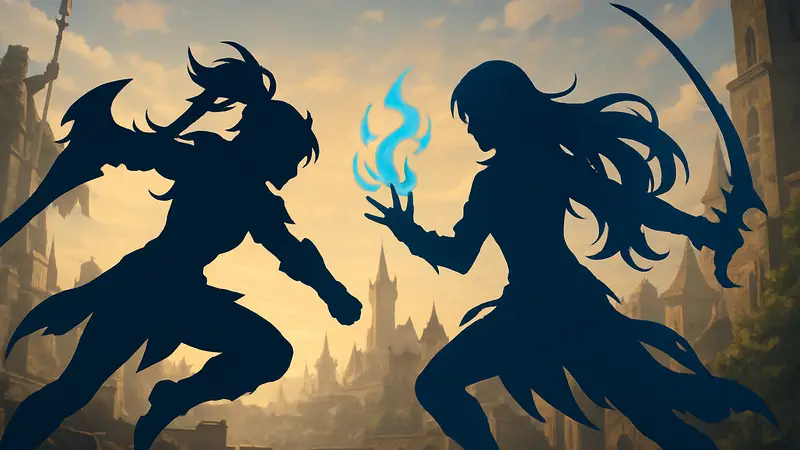 Изображение двух новых легендарных героев Радгрид и Бай Луна из Seven Knights Re:BIRTH в динамичной позе