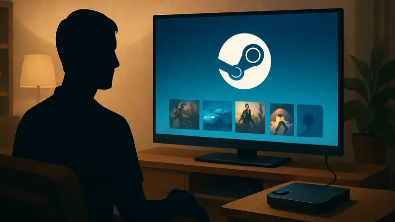 Steam Link устройство, подключенное к телевизору, новости игр.