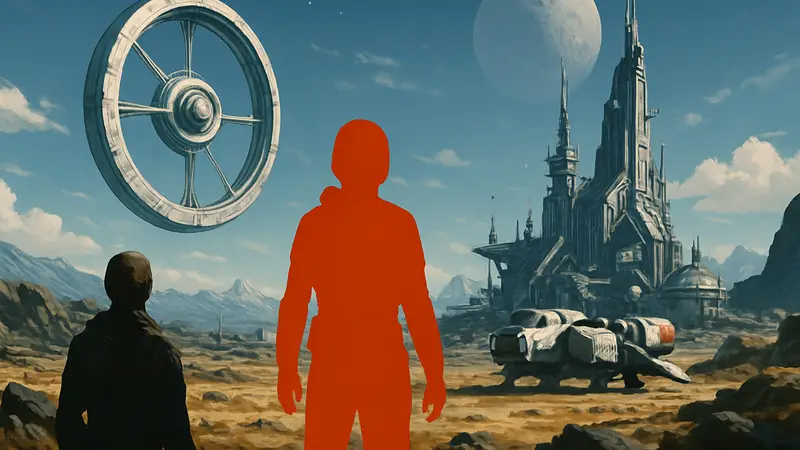 Скриншот игры Starfield с демонстрацией графических улучшений DLSS 5, футуристический пейзаж