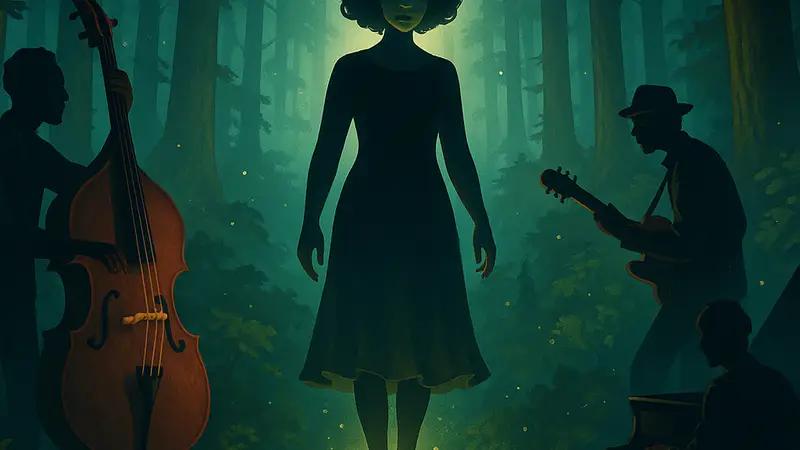 Обложка игры The Forest Quartet с изображением персонажей и лесного пейзажа, символизирующая атмосферу проекта в Epic Games Store.