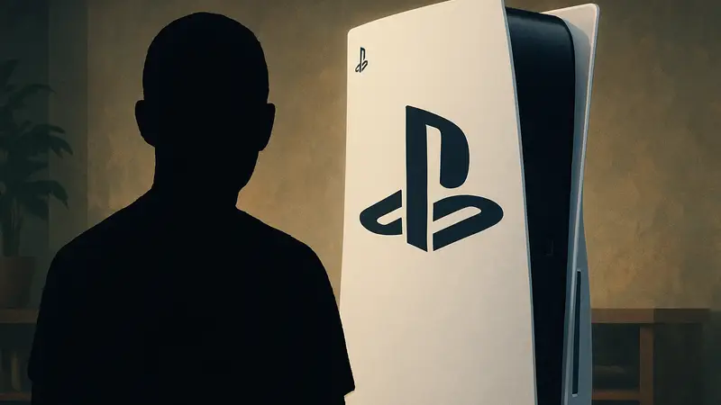 Логотип PlayStation на фоне консоли PS5, символизирующий эксклюзивность игр.