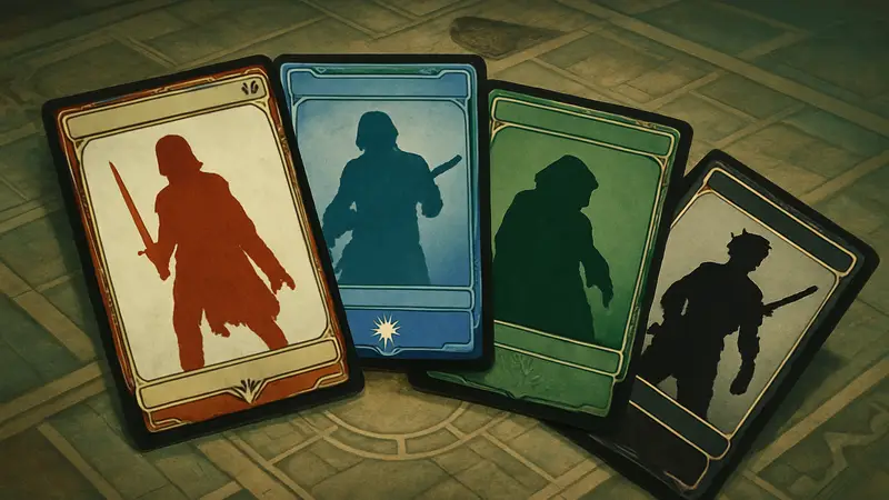Карты Magic: The Gathering из серии Universes Beyond с известными персонажами из других франшиз, лежащие на игровом поле