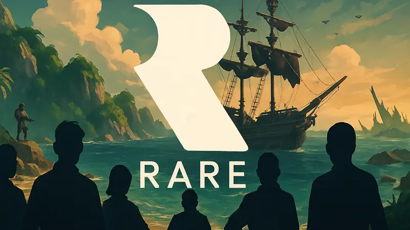 Логотип студии Rare на фоне Sea of Thieves, символизирующий угрозу сокращений.