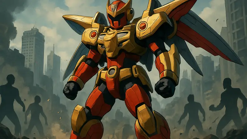 Красный Рейнджер в мощном баттлайзере из Power Rangers готов к битве