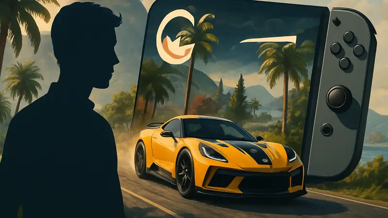 Логотип The Crew Motorfest, изображение гоночной машины, консоль Nintendo Switch 2