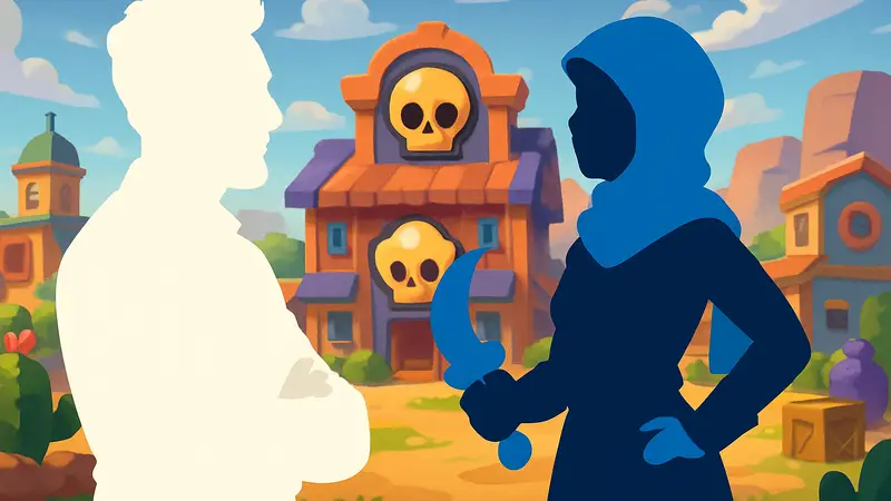 Тайка Вайтити, режиссёр, и персонаж Наджия из Brawl Stars в стиле мобильной игры.