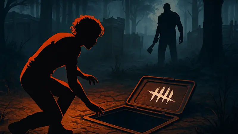 Скриншот Dead by Daylight, показывающий люк для побега на игровой карте.