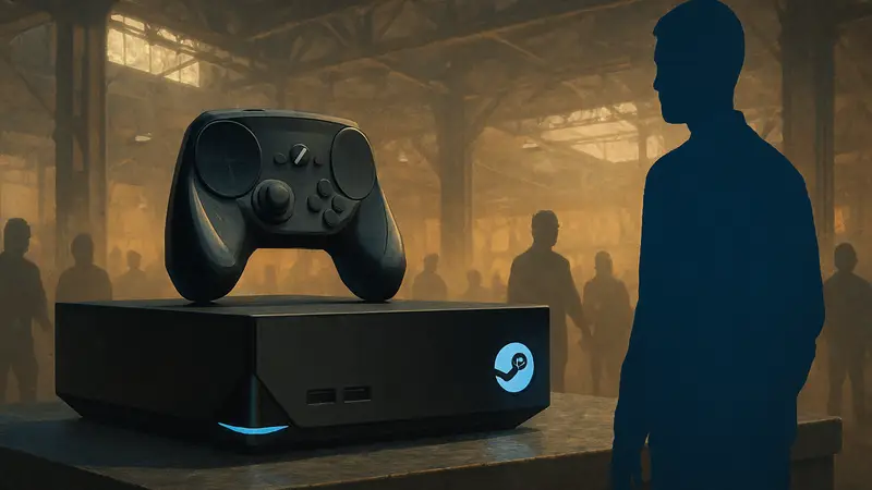 Изображение консоли Steam Machine, символизирующее скорый релиз Valve.