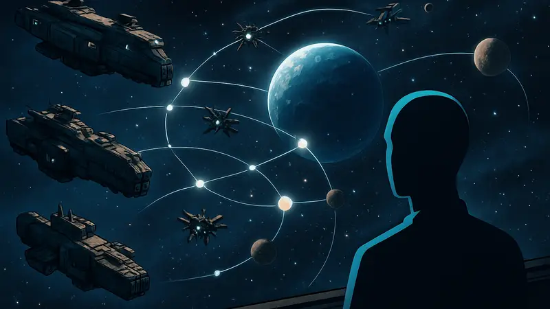 Скриншот Alien Tribe 3, показывающий космические корабли и звездную карту