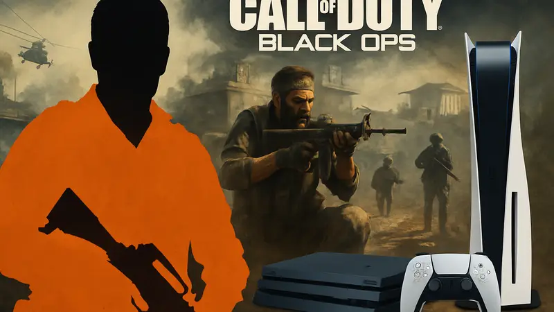 Логотип Call of Duty Black Ops, скриншот игры, консоли PS4 и PS5