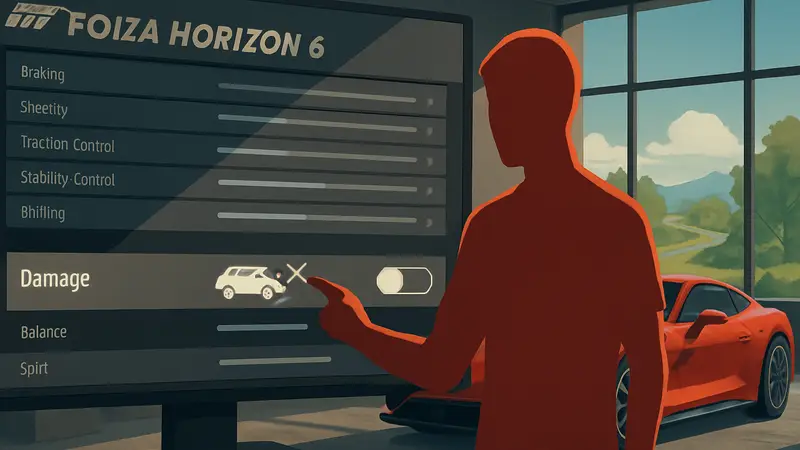 Настройки Forza Horizon 6 с опцией отключения повреждений автомобиля.