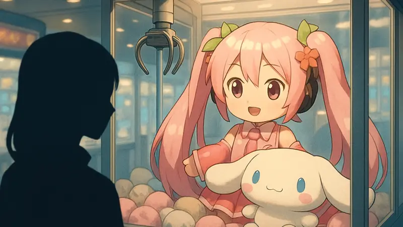 Плюшевые игрушки Сакура Мику и Cinnamoroll для японских аркад