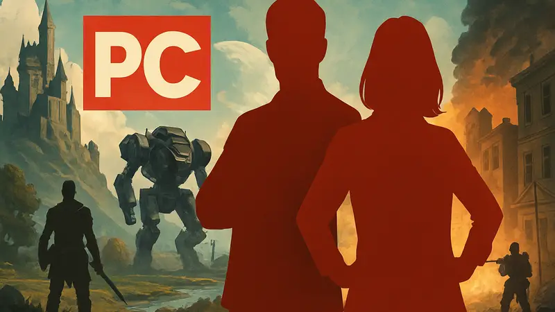Логотип PC Gaming Show, ведущие игрового шоу, анонс игр для ПК
