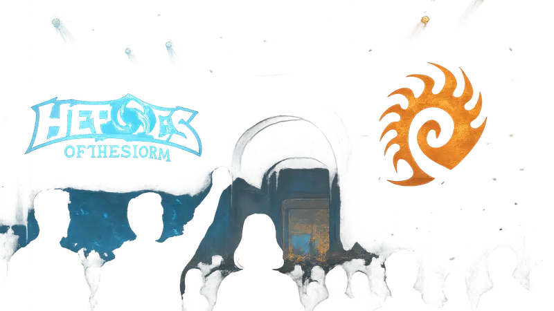 Логотипы Heroes of the Storm и StarCraft, символизирующие возвращ ение киберспорта на BlizzCon Classic Cup 2026.