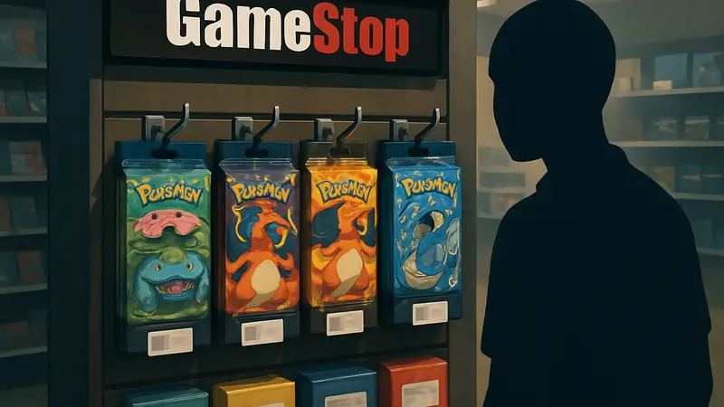 Упаковки бустеров Pokémon TCG на полке магазина GameStop с ценниками.