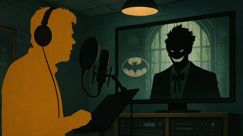 Марк Хэмилл за микрофоном в студии озвучки или в образе Джокера из Batman: Arkham Asylum