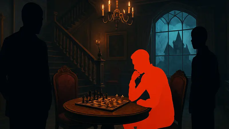 Сцена из классической головоломки The 7th Guest, иллюстрирующая её уникальный интерактивный стиль.
