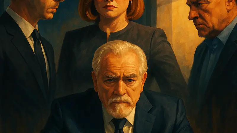 Логотип сериала «Наследники» на фоне ключевых персонажей шоу, демонстрирующий драматический сюжет.