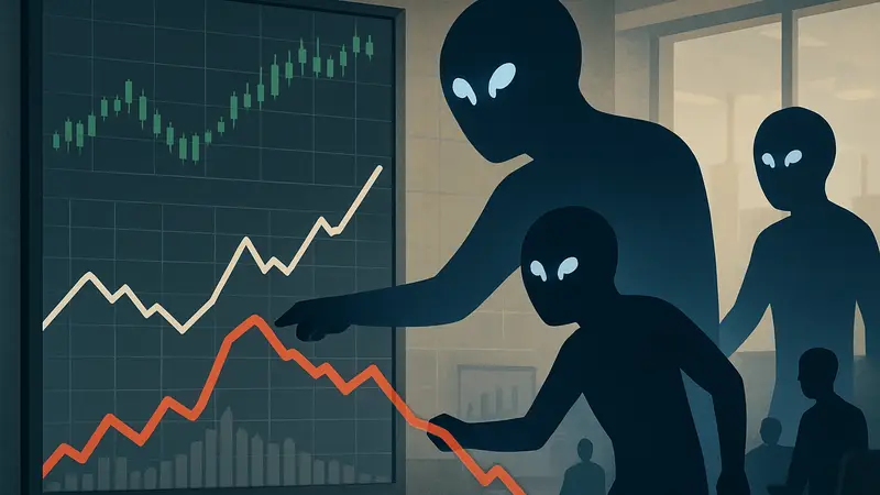 Схематичное изображение ИИ-агентов, влияющих на экономические графики.