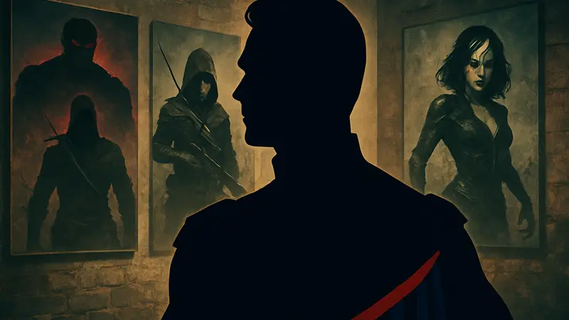 Изображение злодея Хоумлендера из «Пацанов» и постеры антигеройских видеоигр