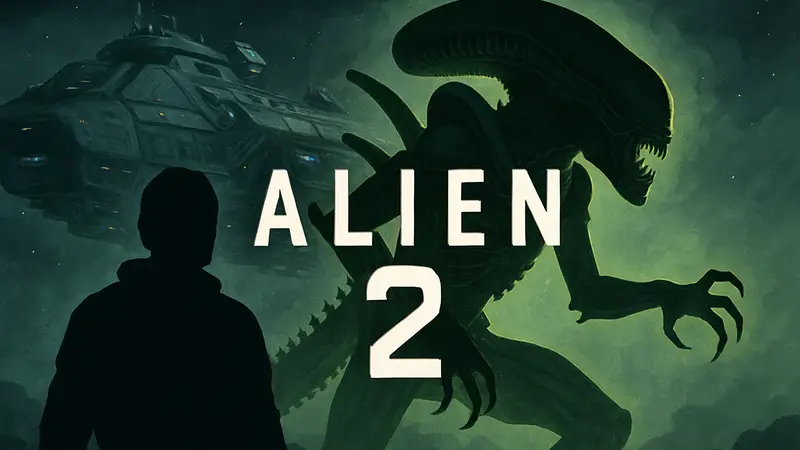 Логотип Alien Isolation 2 на фоне космического корабля и инопланетян