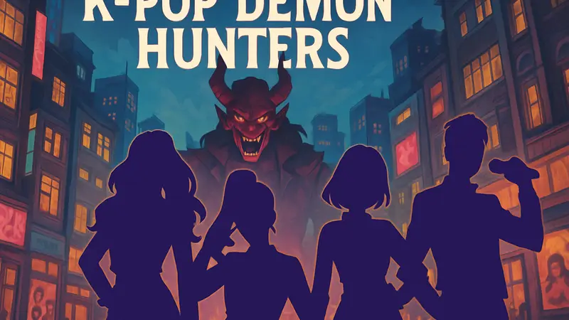 Обложка игры K-Pop Demon Hunters с персонажами, стилизованными под K-Pop айдолов.