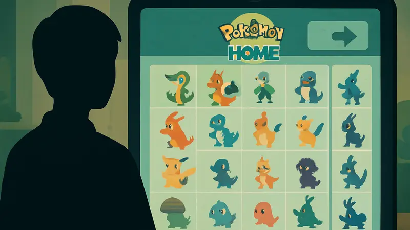 Интерфейс Pokemon Home с опцией возврата арендованных покемонов и изображением существ