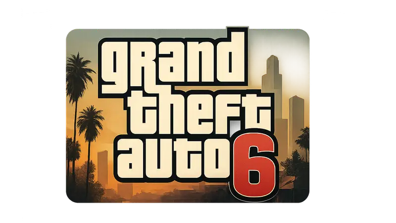 Логотип Grand Theft Auto 6 на фоне силуэта Nintendo Switch, символизирующий слухи о порте