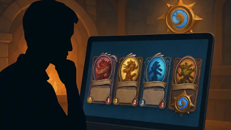 Изображение карт Hearthstone на экране, символизирующее цифровую игру без физического аналога